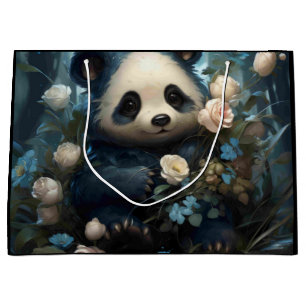 Bolsa De Regalo Grande Suave oso panda entre Rosas de la selva