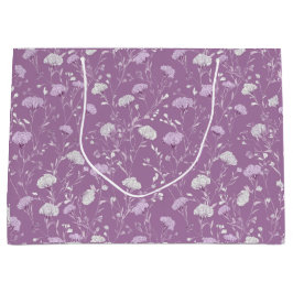 Bolsa De Regalo Grande Suave patrón floral blanco lavanda púrpura