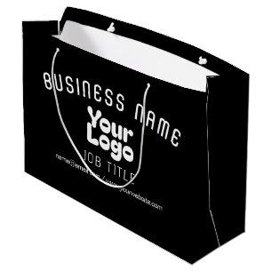Bolsa De Regalo Grande Subir logotipo retro-moderno negro y blanco (edita