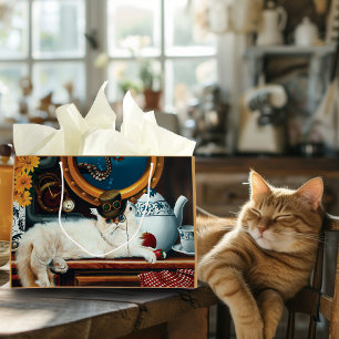 Bolsa De Regalo Grande Submarino de Té de Gato Victoriano Steampunk de Cr