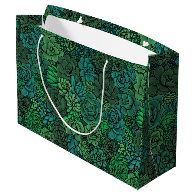 Bolsa De Regalo Grande Suculento jardín en verde (Angulo reverso)