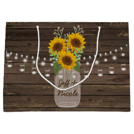 Bolsa De Regalo Grande Sunflower Country Wood Mason Jar Boda