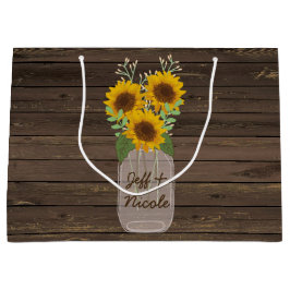 Bolsa De Regalo Grande Sunflower Country Wood Mason Jar Boda