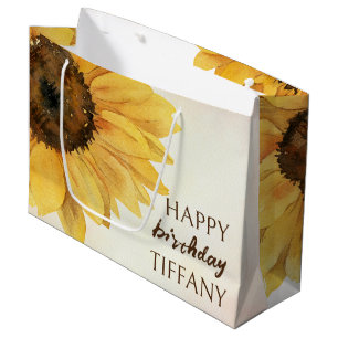 Bolsa De Regalo Grande Sunflower feliz cumpleaños