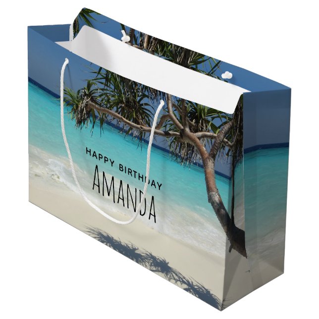 Bolsa De Regalo Grande Sunny Tropical Beach Ocean Paradise (Angulo Anverso)