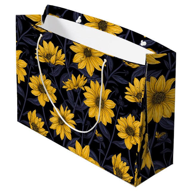 Bolsa De Regalo Grande Sunroot, girasol salvaje en amarillo y azul (Angulo reverso)