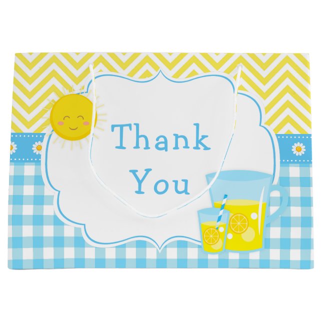 Bolsa De Regalo Grande Sunshine y Lemonade Baby Shower azul y amarillo (Anverso)