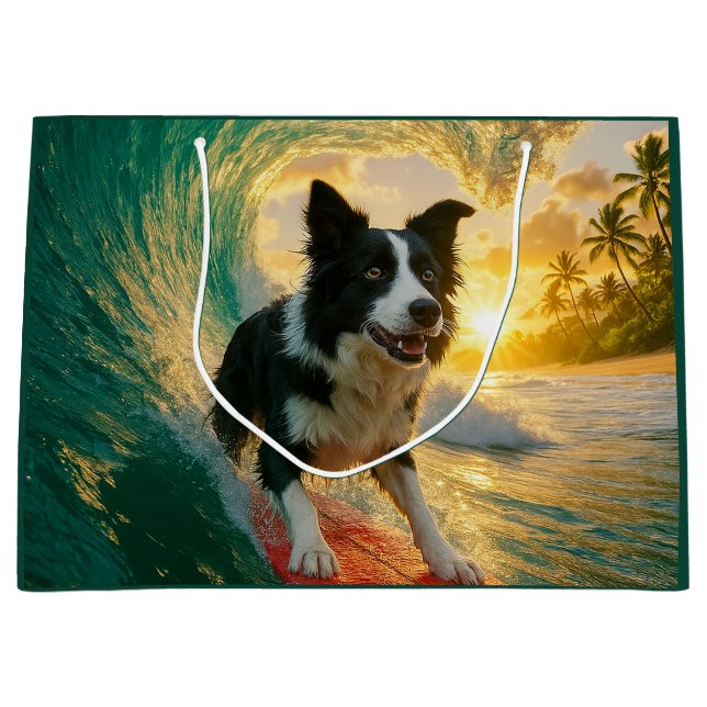 Bolsa De Regalo Grande Surfs Up Border Collie (Anverso)