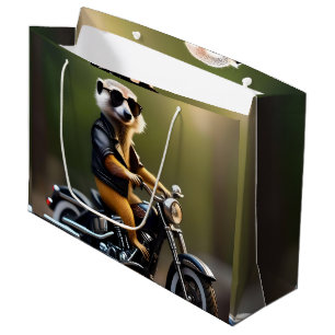 Bolsa De Regalo Grande Suricata Rebelde: Cuero, Gafas De Sol Y Motociclet