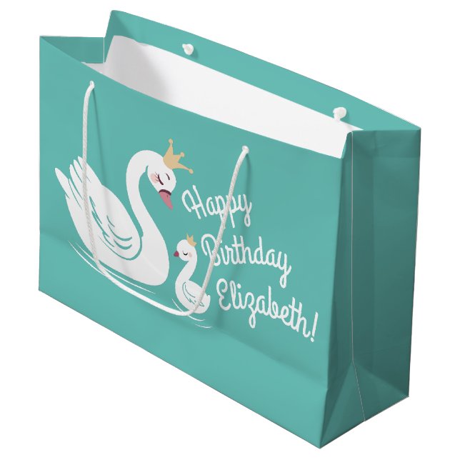 Bolsa De Regalo Grande Swan 1er cumpleaños Fiesta Baby Shower (Angulo Anverso)