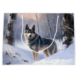 Bolsa De Regalo Grande Swedish Vallhund Deja que nieve Navidad