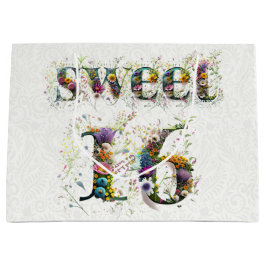 Bolsa De Regalo Grande Sweet 16 Happy Birthday Wildflowers Text
