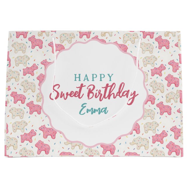 Bolsa De Regalo Grande Sweet Frosted Animal Cookies Birthday Custom (Anverso)