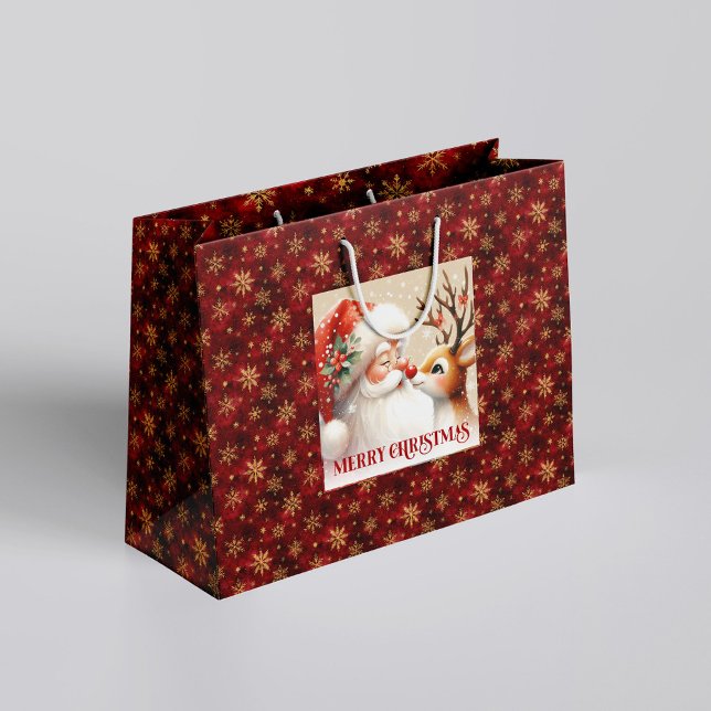 Bolsa De Regalo Grande Sweet Holiday Santa Claus Red Nose Rudolph Bag (Sweet Holiday Santa Claus Red Nose Rudolph Bag)