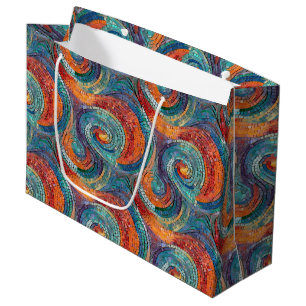 Bolsa De Regalo Grande Swirl Naranja Rojo Azul