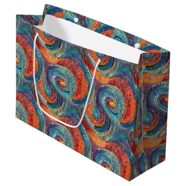Bolsa De Regalo Grande Swirl Naranja Rojo Azul (Angulo Anverso)