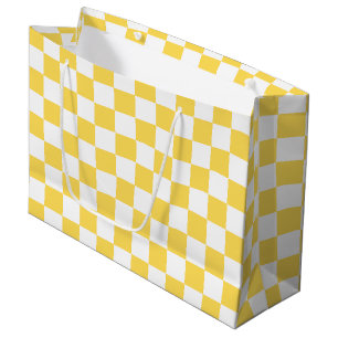 Bolsa De Regalo Grande Tablero de ajedrez amarillo visual clásico