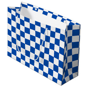 Bolsa De Regalo Grande Tablero de ajedrez clásico azul cobalto