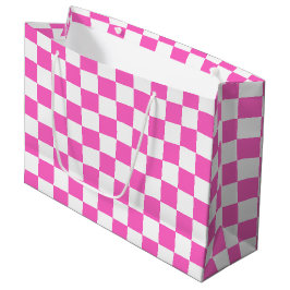 Bolsa De Regalo Grande Tablero de ajedrez rosa visual clásico