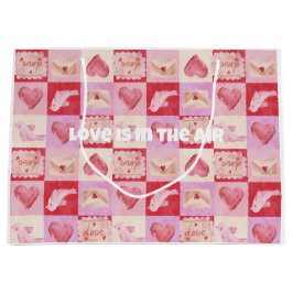 Bolsa De Regalo Grande tablero de ajedrez valentina plaid rojo crema prep