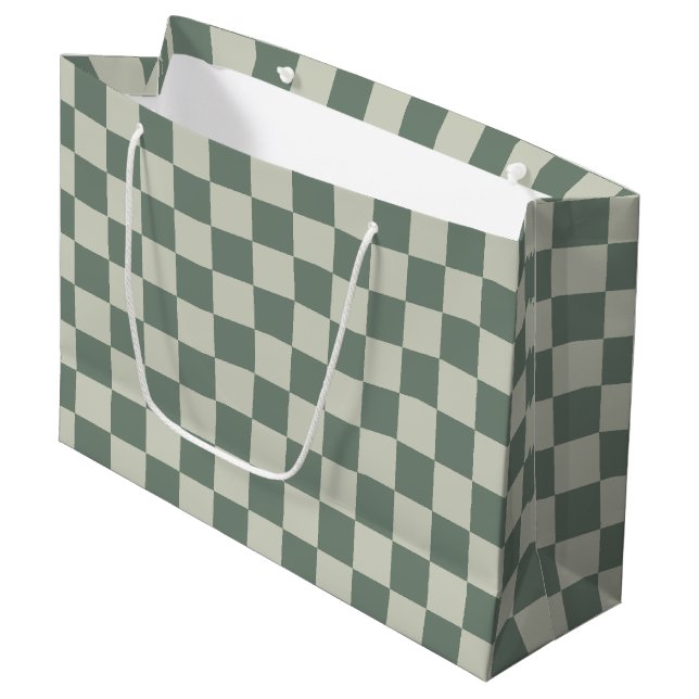 Bolsa De Regalo Grande tablero de ajedrez verde (Angulo Anverso)