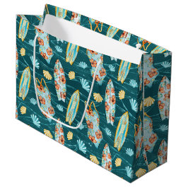 BOLSA DE REGALO GRANDE TABLEROS DE SURF TROPICALES FLORES TRAJES DE BAÑO