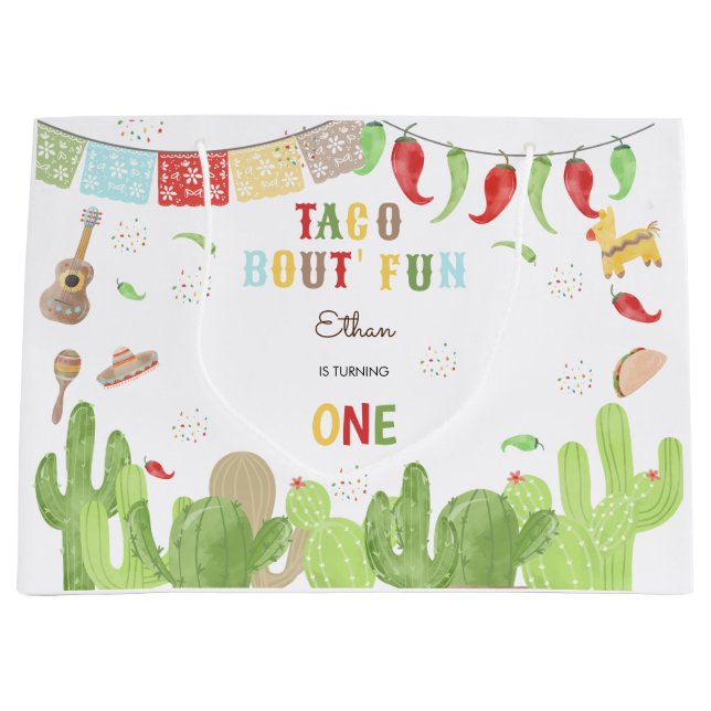 Bolsa De Regalo Grande Taco bout' fiesta de fiesta mexicana de primer cum (Anverso)