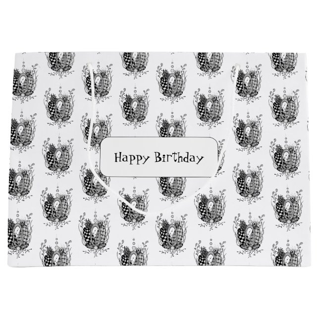 Bolsa De Regalo Grande Tangle Art: Florales Design, Ovale -  (Anverso)