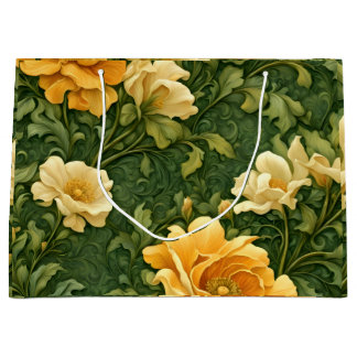 Bolsa De Regalo Grande Tapiz Floral Dorado
