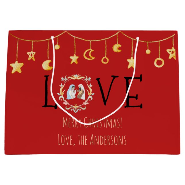 Bolsa De Regalo Grande Tarjeta de Navidades de Natividad Africana (Anverso)