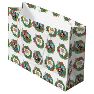 Bolsa De Regalo Grande Tarjeta navideña navidad con foto familiar