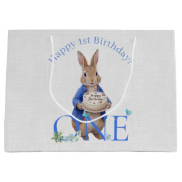 Bolsa De Regalo Grande Tarta de cumpleaños clásica de conejo primer cumpl