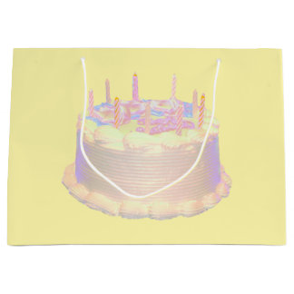 Bolsa De Regalo Grande Tarta de Cumpleaños Fondo Amarillo