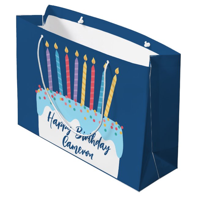 Bolsa De Regalo Grande Tarta de cumpleaños personalizada de moda (Angulo reverso)