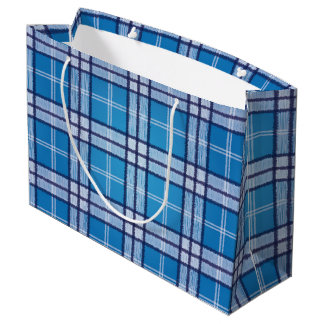 Bolsa De Regalo Grande Tartán azul