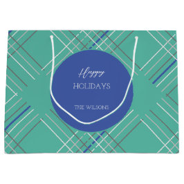 Bolsa De Regalo Grande Tartán azul verde urbano personalizado