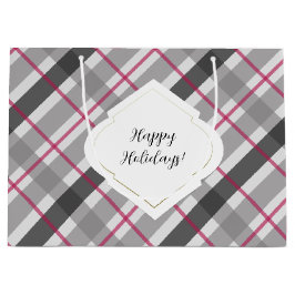 Bolsa De Regalo Grande Tartan Balmoral Black Gray Burgundy