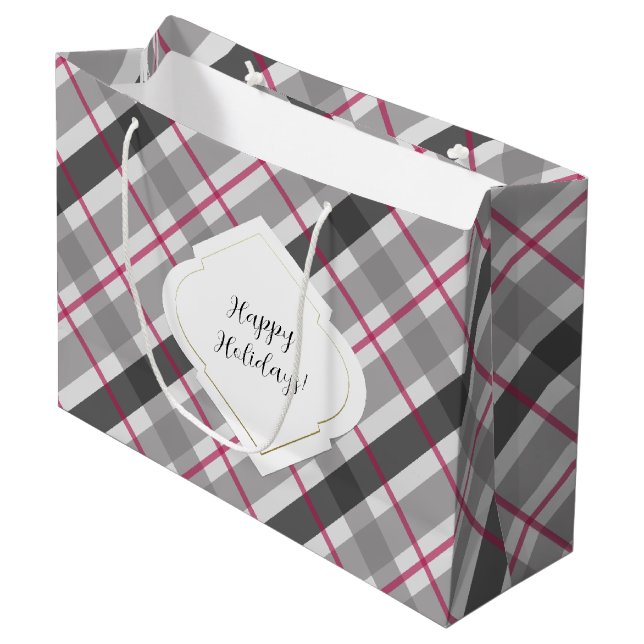 Bolsa De Regalo Grande Tartan Balmoral Black Gray Burgundy (Angulo Anverso)