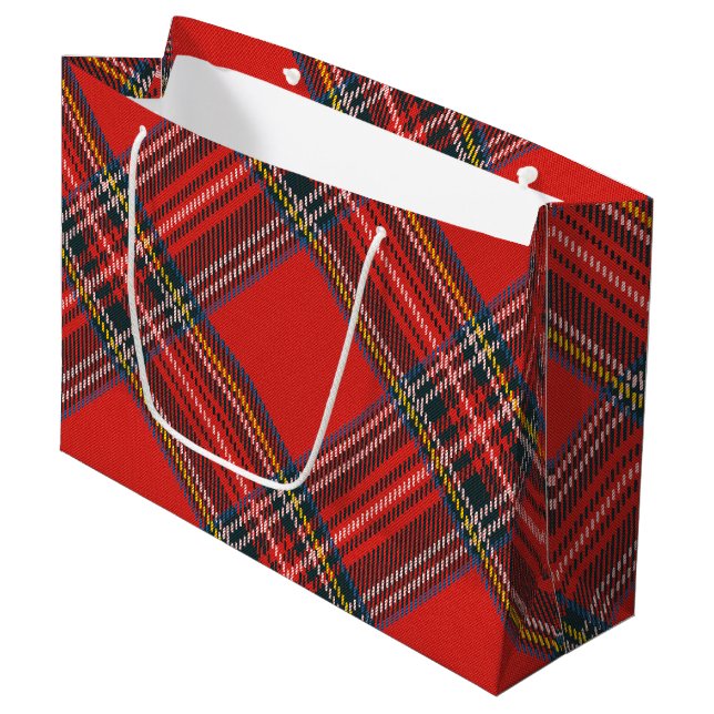 Bolsa De Regalo Grande Tartan Plaid Red Navidades (Angulo Anverso)