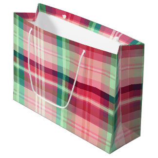 Bolsa De Regalo Grande Tartán verde rosa