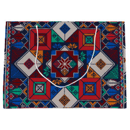 Bolsa De Regalo Grande Tatuaje de bordado tradicional palestino colorido