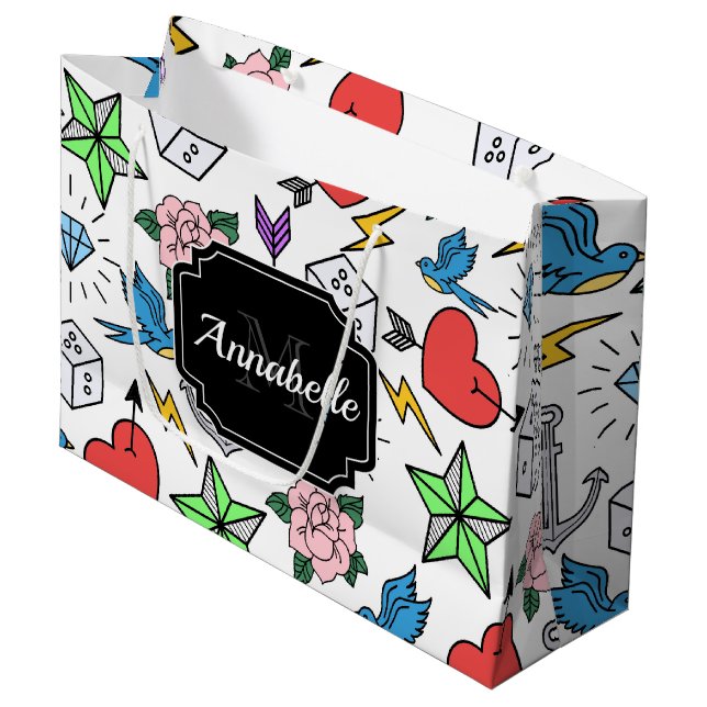 Bolsa De Regalo Grande Tatuaje de la vieja escuela (Angulo Anverso)