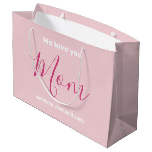 Bolsa De Regalo Grande Te Ama Mamá Rosa Minimalista