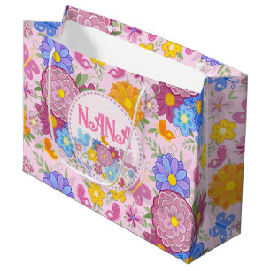 Bolsa De Regalo Grande Te Amamos Nana flores silvestres BOHO Personalizad