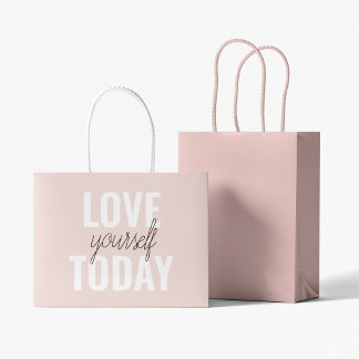 Bolsa De Regalo Grande Te Amas Positivamente Hoy Cita Rosa Pastel