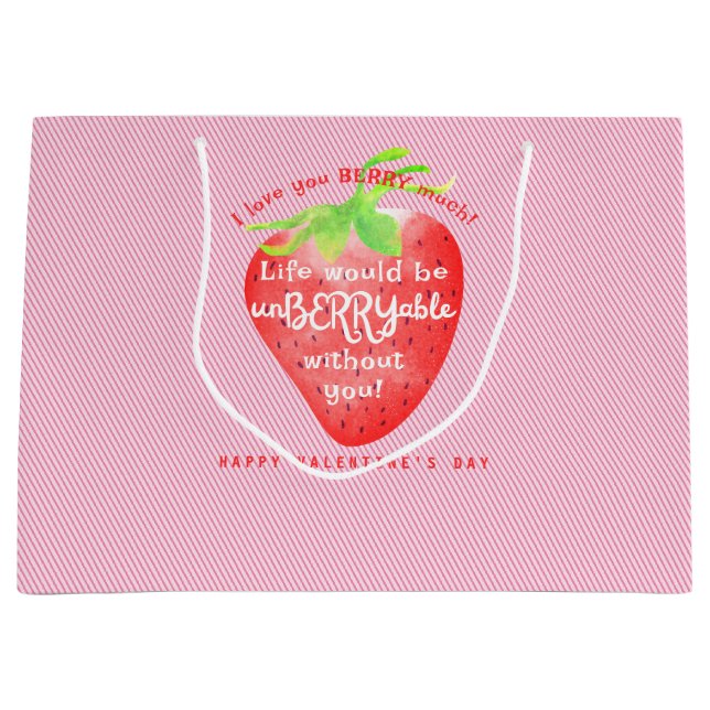 Bolsa De Regalo Grande Te amo Berry Mucho Fresa Dulce Valentines (Anverso)