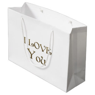 Bolsa De Regalo Grande Te Amo La Tipografía De Texto Dorado Elegante