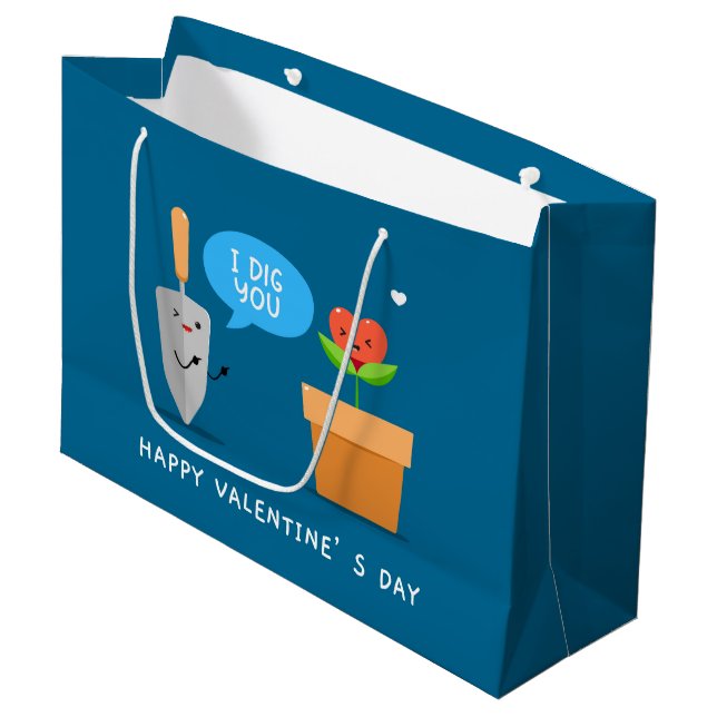 Bolsa De Regalo Grande Te cavo feliz día de San Valentín divertido | Amor (Angulo Anverso)