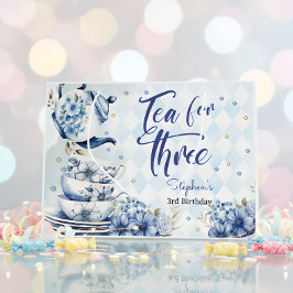 Bolsa De Regalo Grande Té para tres, tercer cumpleaños floral para niños