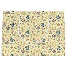 Bolsa De Regalo Grande Té vintage por la tarde y patrón de Rosas en amari